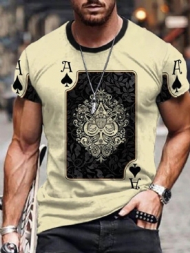 Casual T-Shirt Heren Met Ronde Hals En Print Met Korte Mouwen