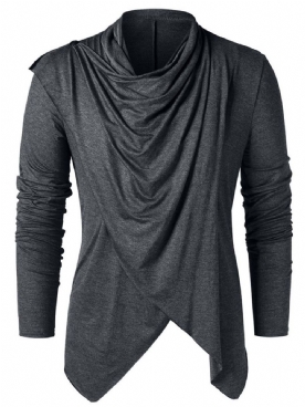 Effen Casual Heren-T-Shirt Met Kraag En Lange Mouwen