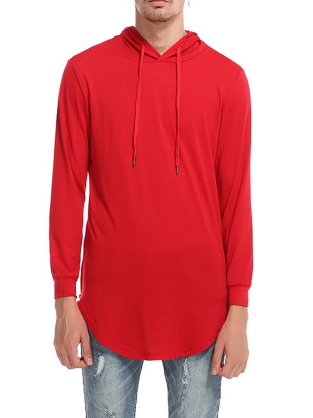 Effen Casual Pullover Slim T-Shirt Met Capuchon