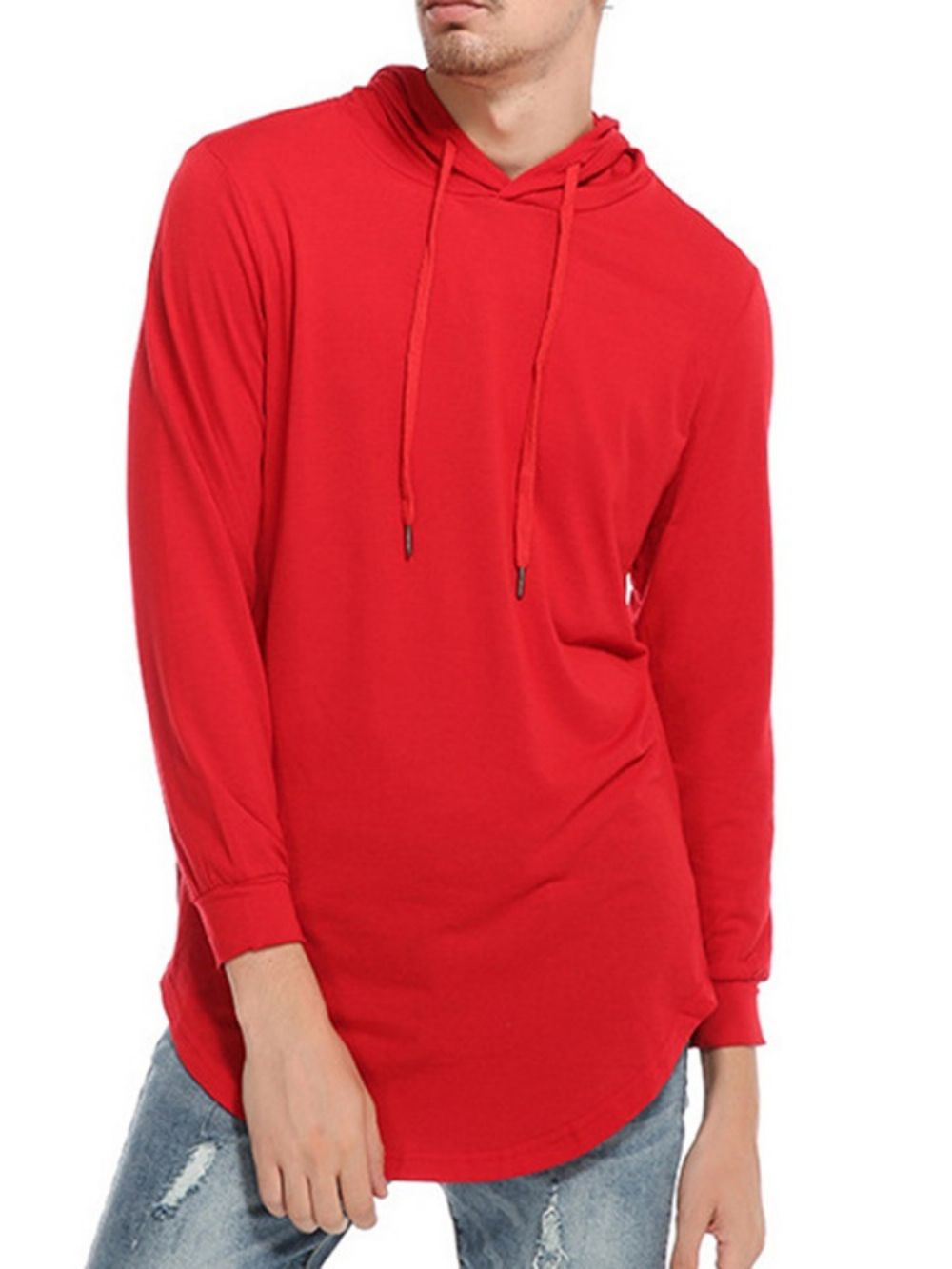 Effen Casual Pullover Slim T-Shirt Met Capuchon