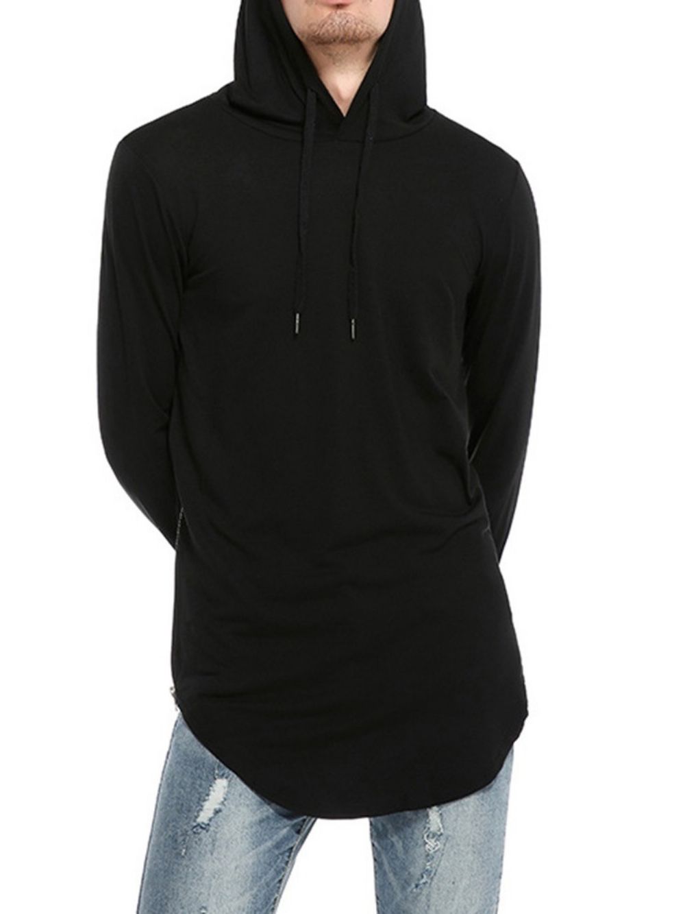 Effen Casual Pullover Slim T-Shirt Met Capuchon