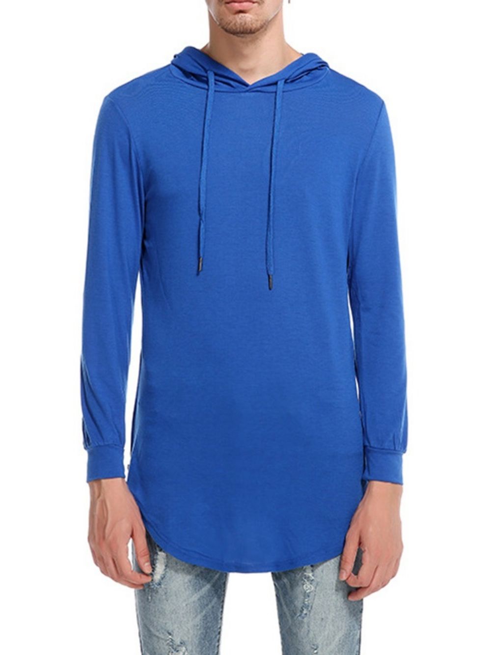 Effen Casual Pullover Slim T-Shirt Met Capuchon