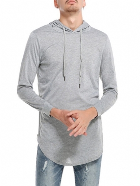 Effen Casual Pullover Slim T-Shirt Met Capuchon