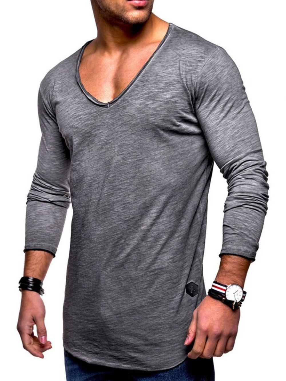 Effen Casual Pullover-T-Shirt Met Lange Mouwen