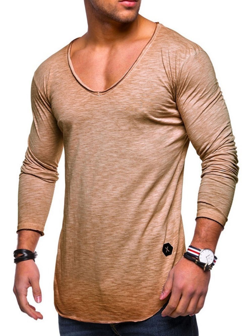 Effen Casual Pullover-T-Shirt Met Lange Mouwen