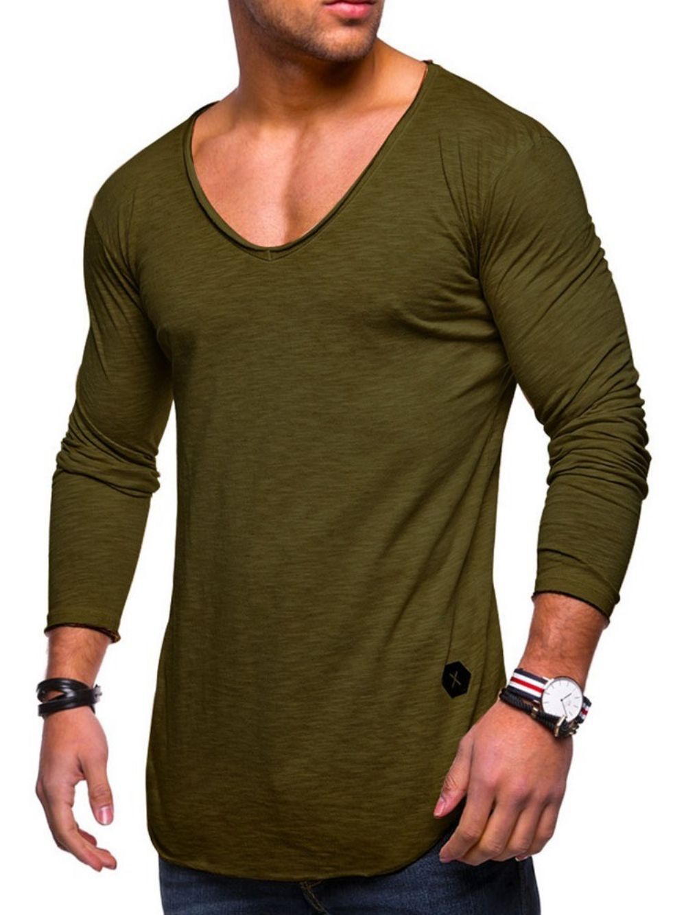 Effen Casual Pullover-T-Shirt Met Lange Mouwen