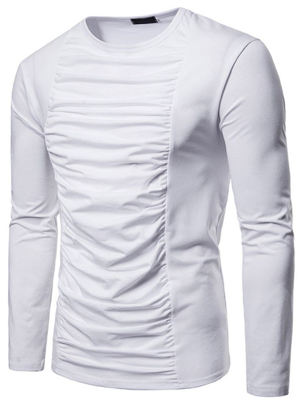 Effen Geplooid Casual T-Shirt Heren