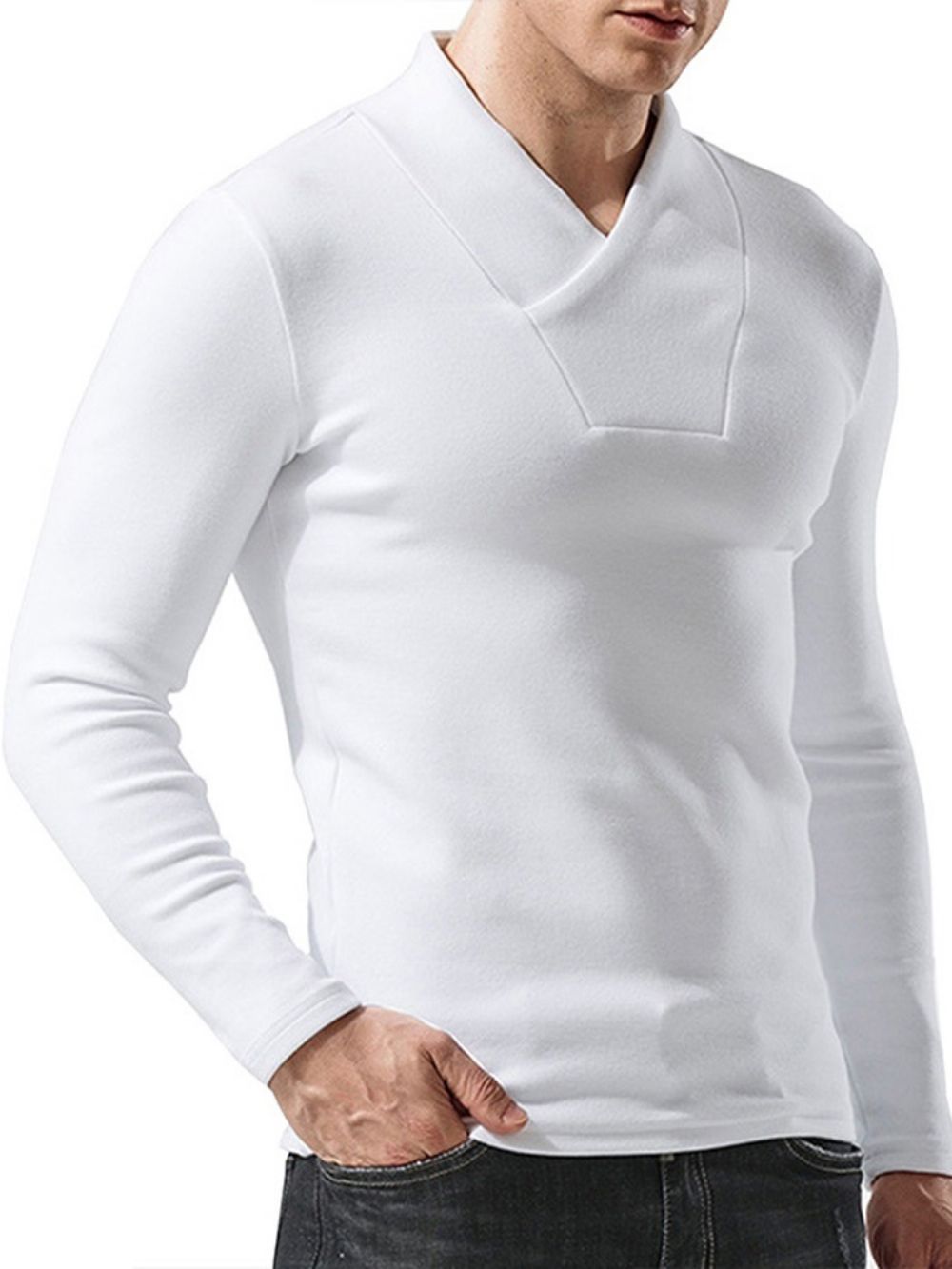 Europees Effen Pullover-T-Shirt Met Lange Mouwen