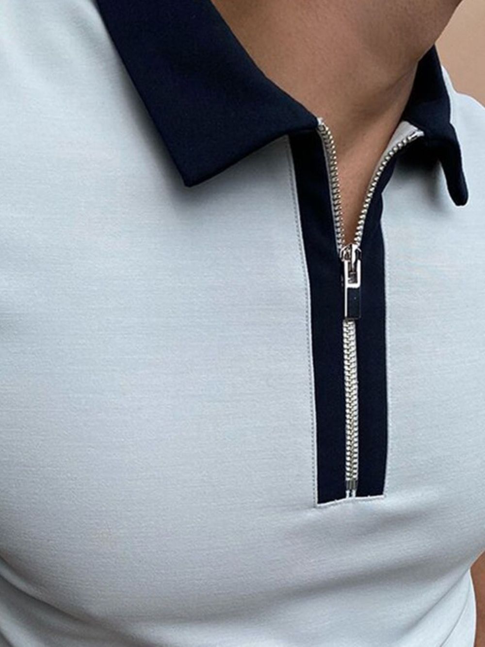 Poloshirt Met Kleurblok En Rits Heren