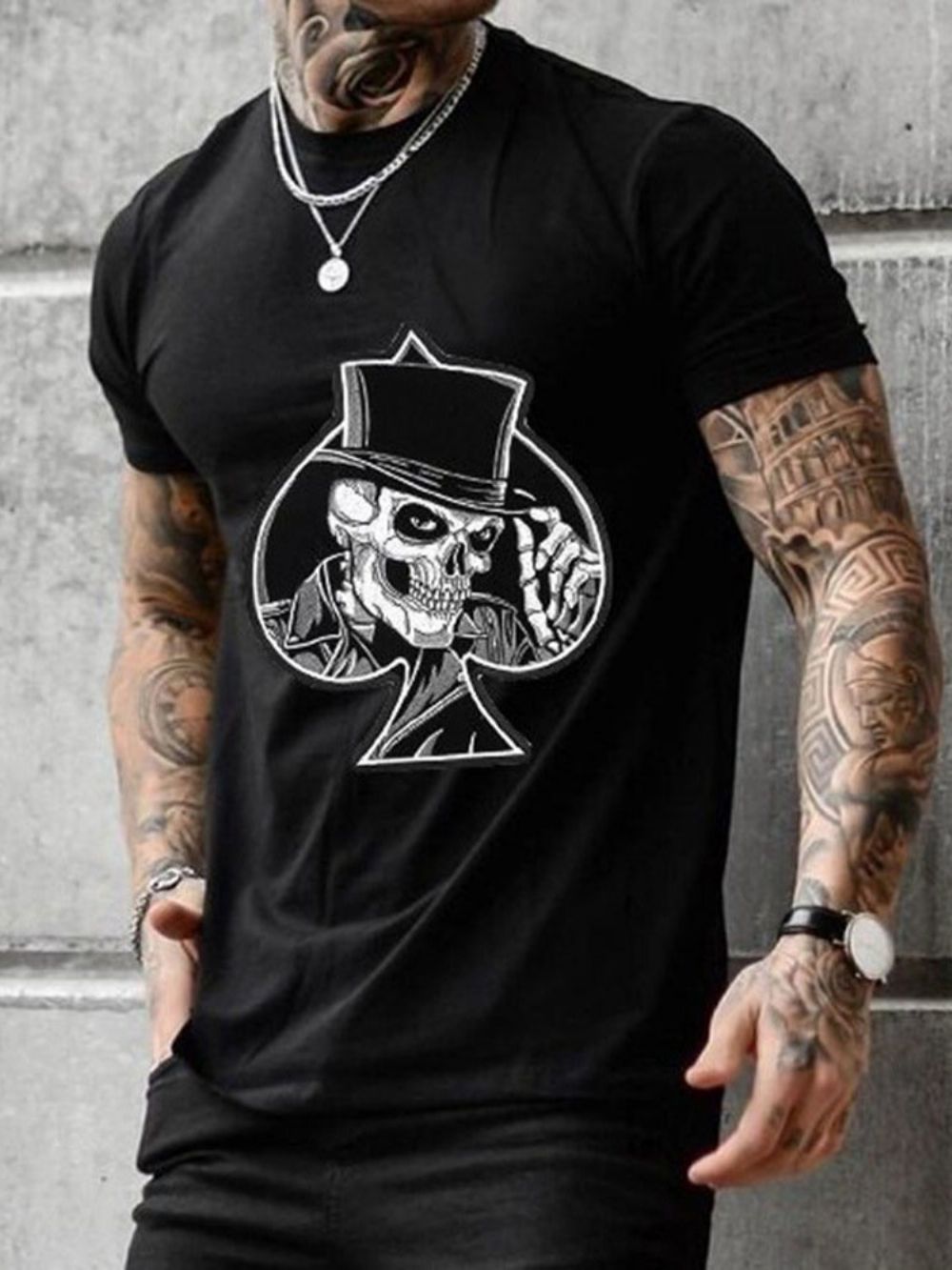 Print Skull Casual T-Shirt Met Korte Mouwen Heren