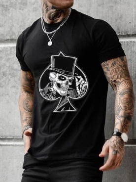 Print Skull Casual T-Shirt Met Korte Mouwen Heren