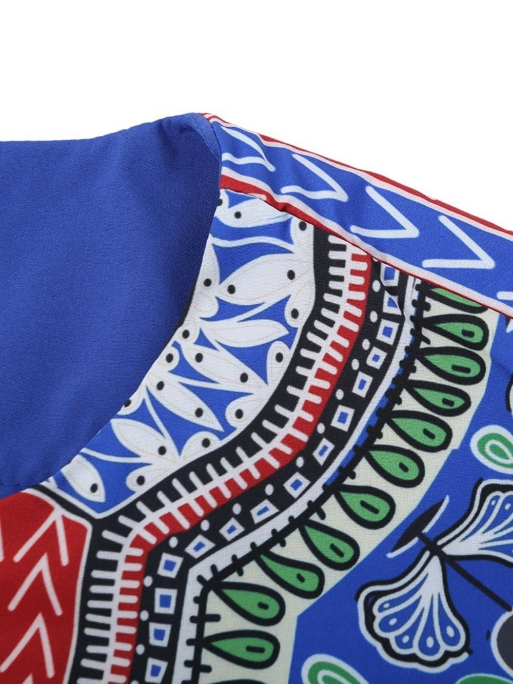 Rechte T-Shirt Heren In Afrikaanse Mode Dashiki-Print Met V-Hals