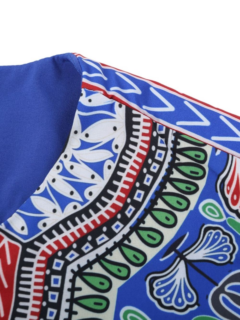 Rechte T-Shirt Heren In Afrikaanse Mode Dashiki-Print Met V-Hals