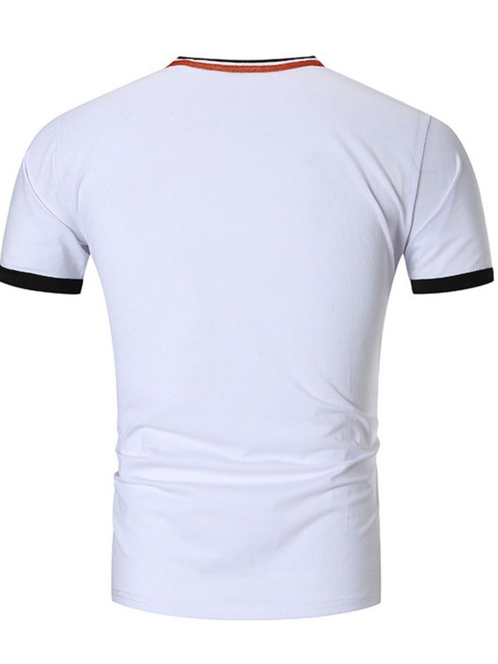 Slim Heren-T-Shirt Met Kleurblokken En V-Hals