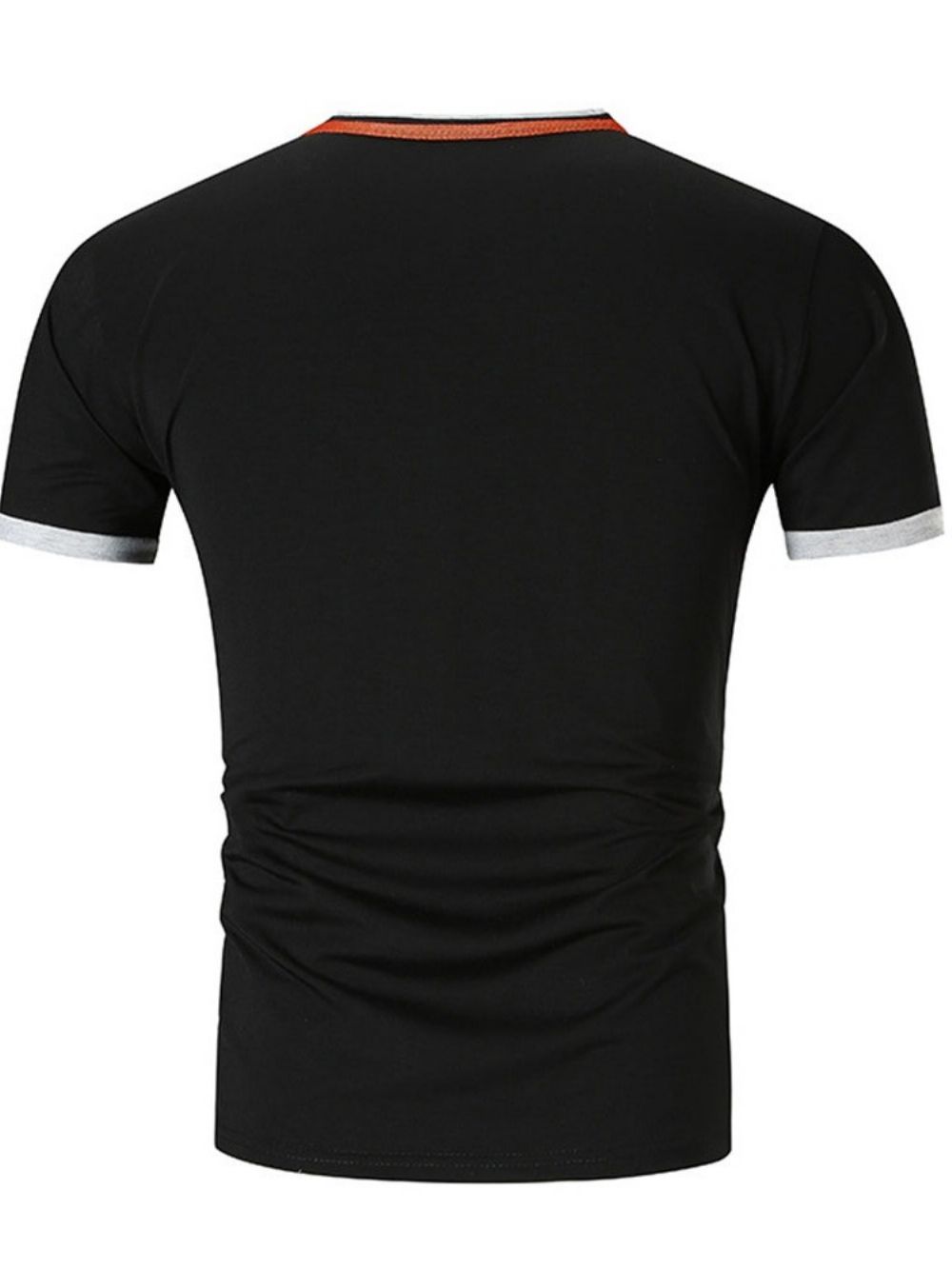 Slim Heren-T-Shirt Met Kleurblokken En V-Hals