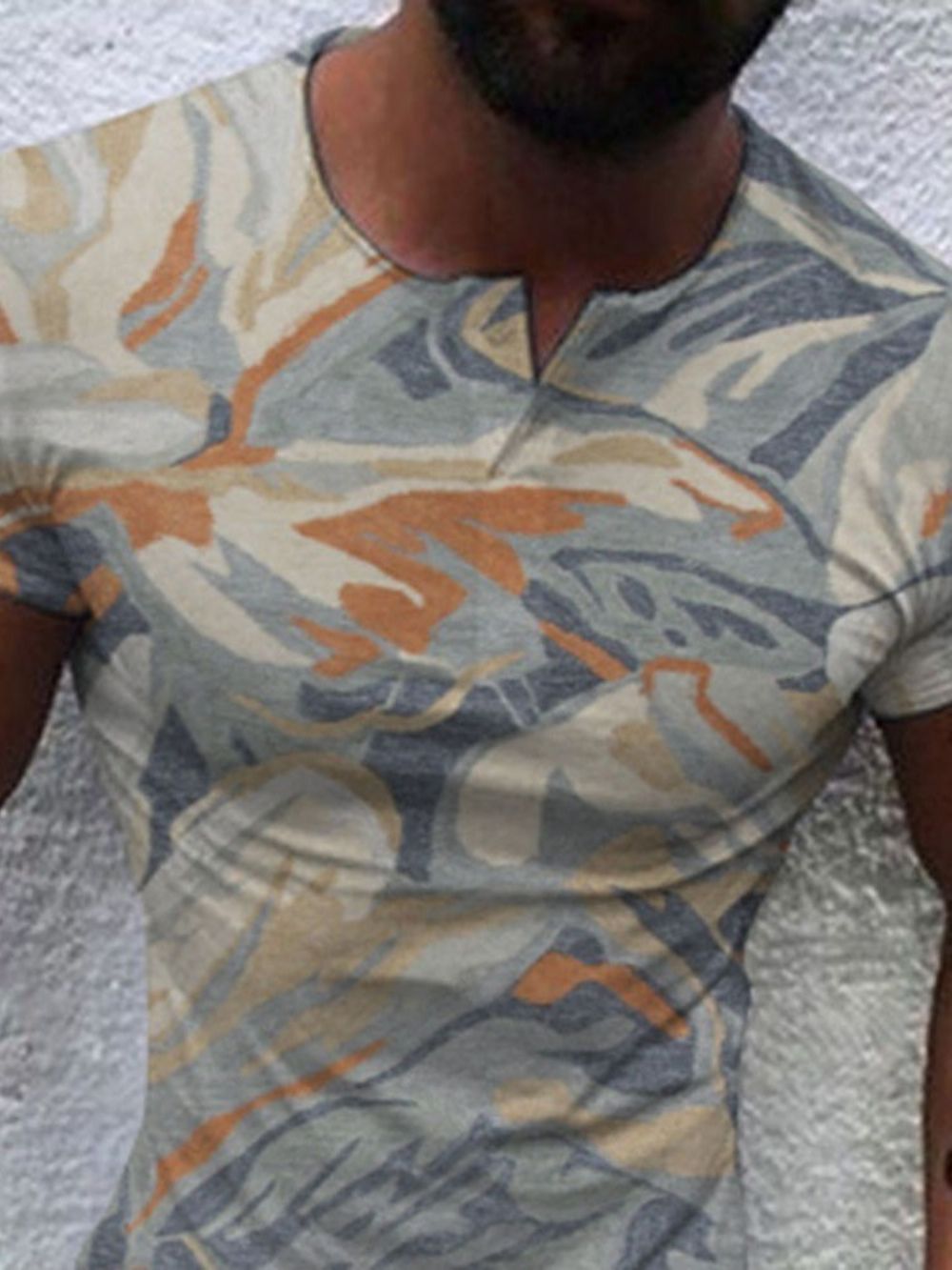 Slim Heren-T-Shirt Met Korte Mouwen En Print