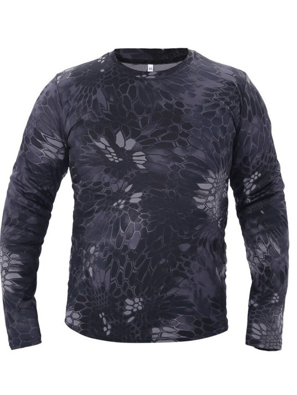 Slim T-Shirt Heren Met Ronde Hals Camouflageprint En Lange Mouwen