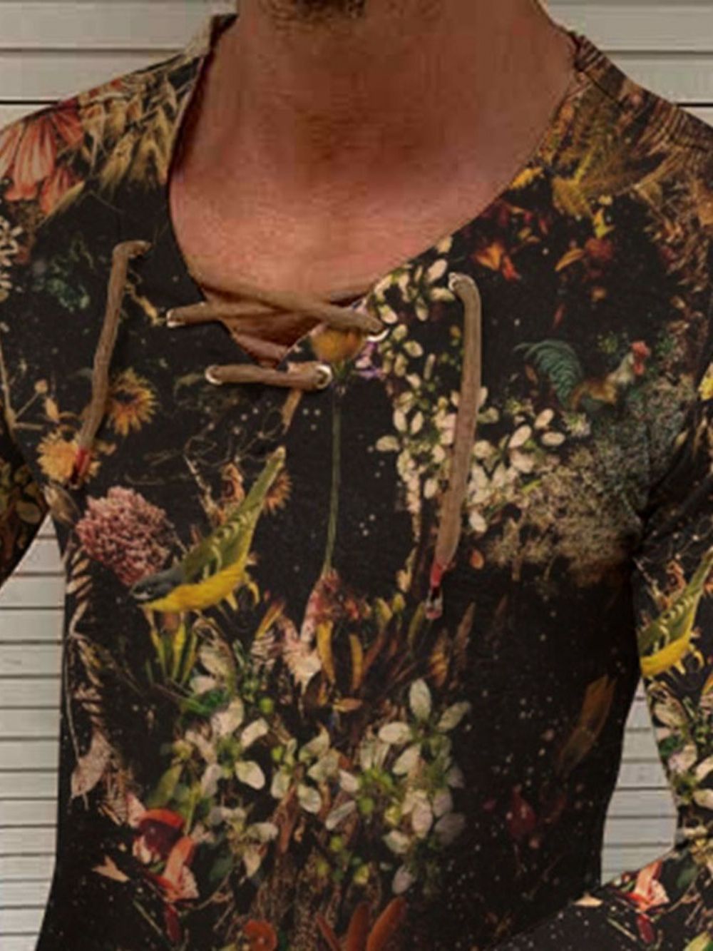 T-Shirt Met Lange Mouwen Heren Met Bloemenprint