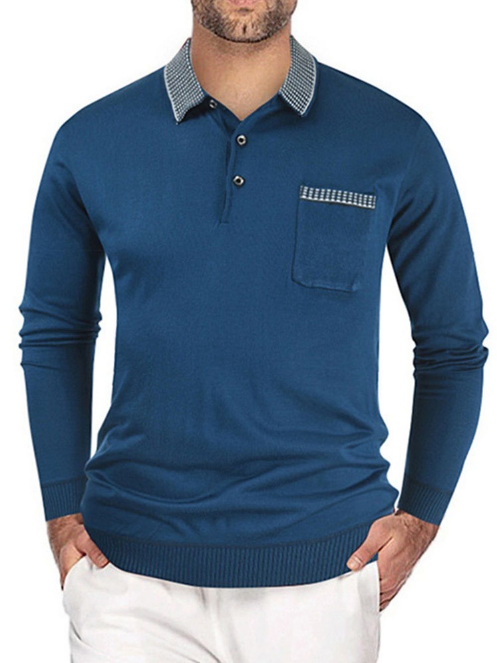 T-Shirt Met Lange Mouwen En Pullover Met Polohals En Kleurblokken