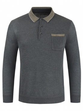 T-Shirt Met Lange Mouwen En Pullover Met Polohals En Kleurblokken