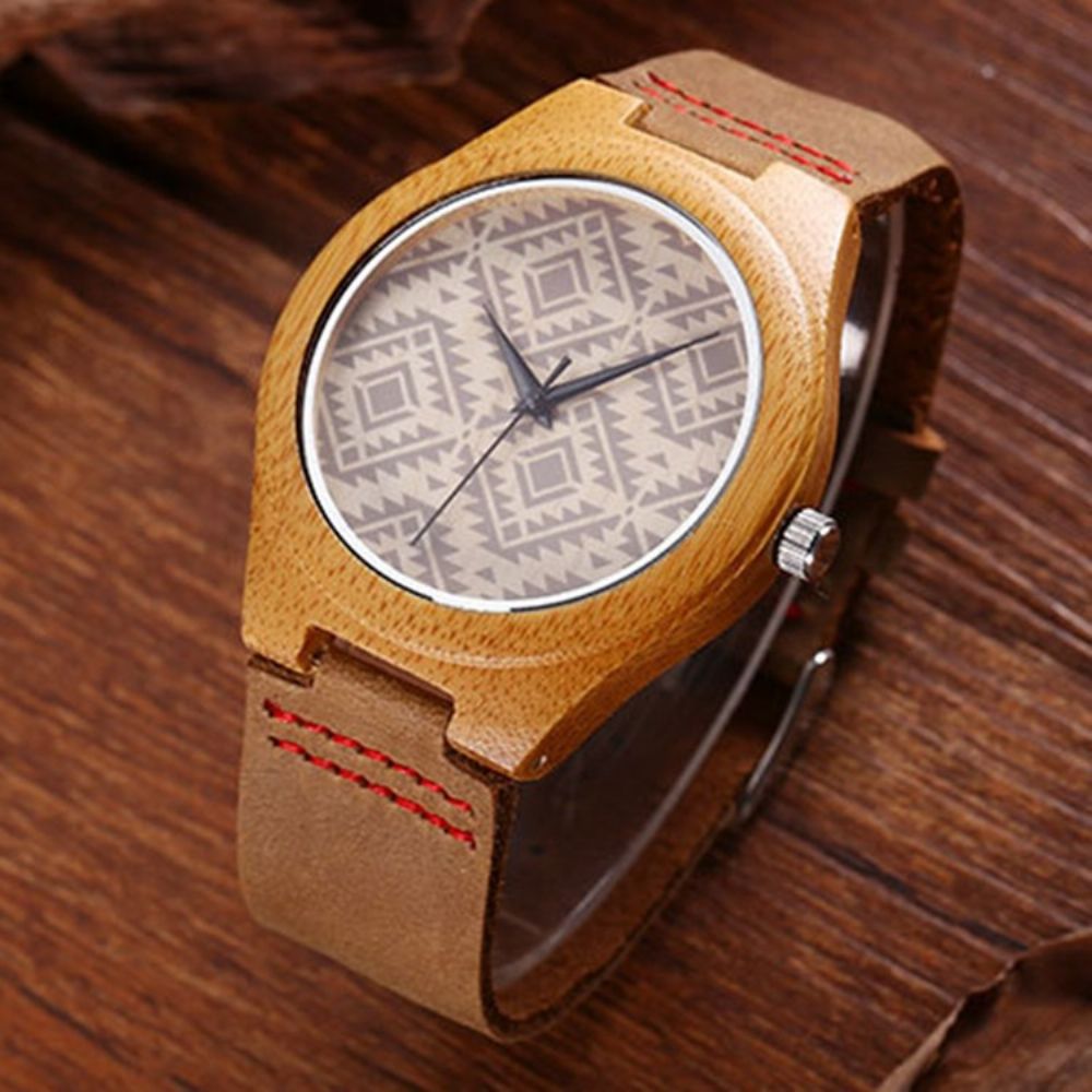 Bamboe Houten Quartz Horloge