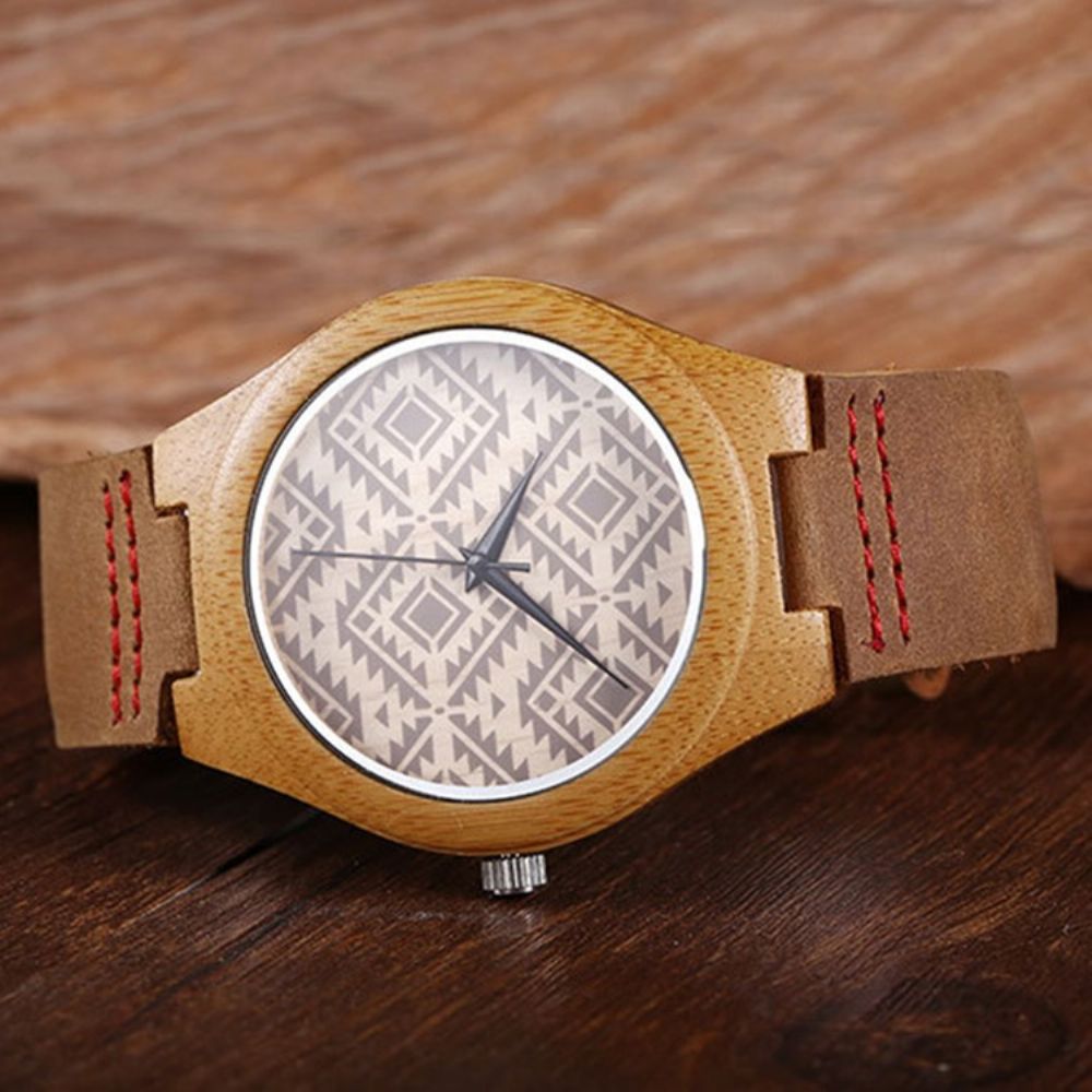 Bamboe Houten Quartz Horloge