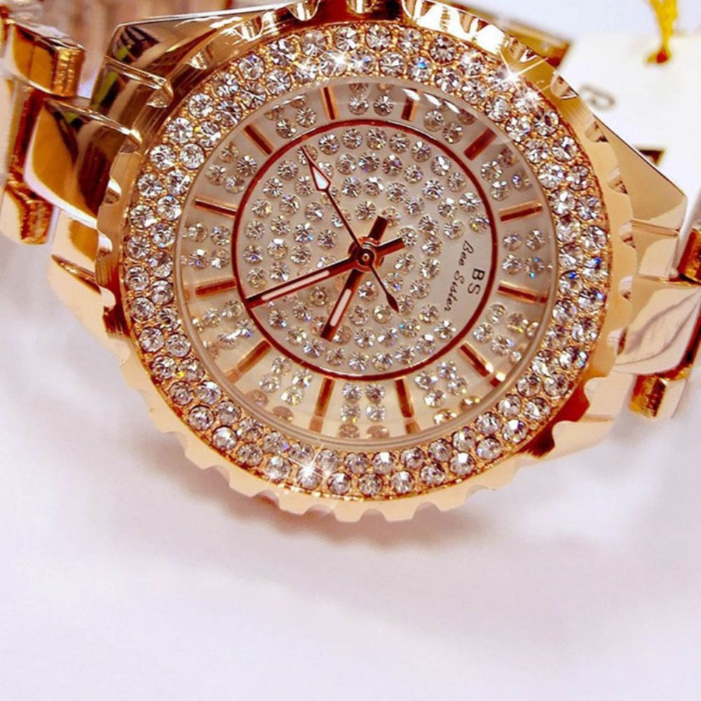 Rond Quartz Horloge Met Diamanten