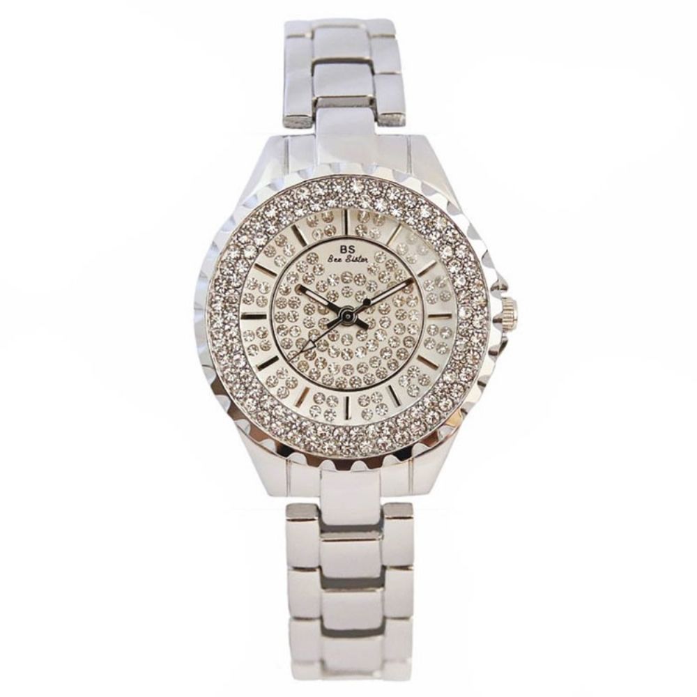 Rond Quartz Horloge Met Diamanten