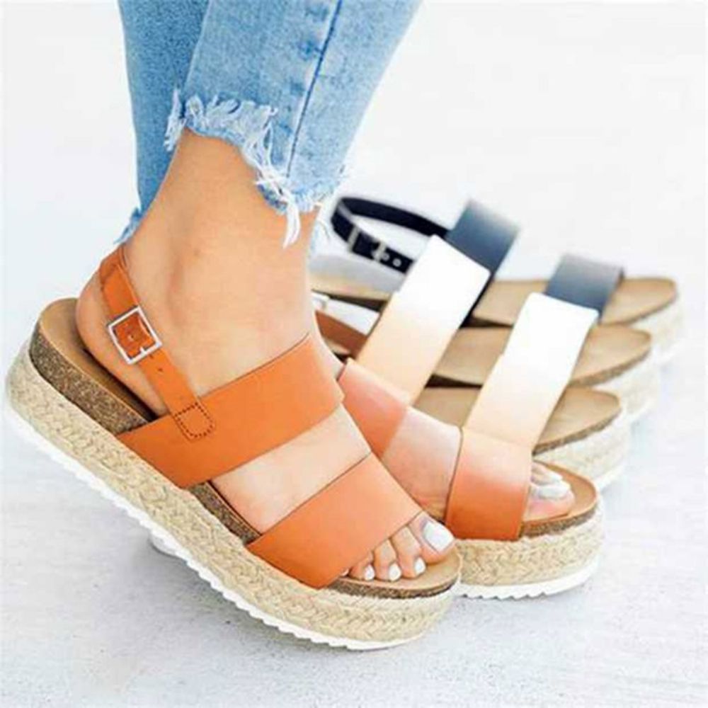 Platformsandalen Met Open Teen En Gesp