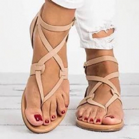 Platte Sandalen Met Platte Gesp En Riem Met Bandjes