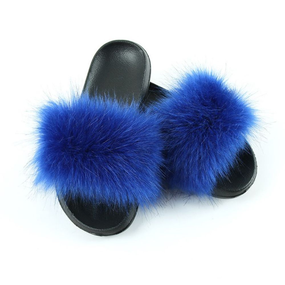 Pompon Plat Met Slip-On Effen Pantoffels