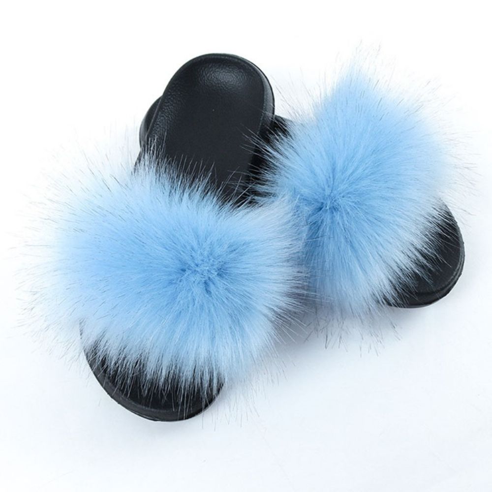 Pompon Plat Met Slip-On Effen Pantoffels