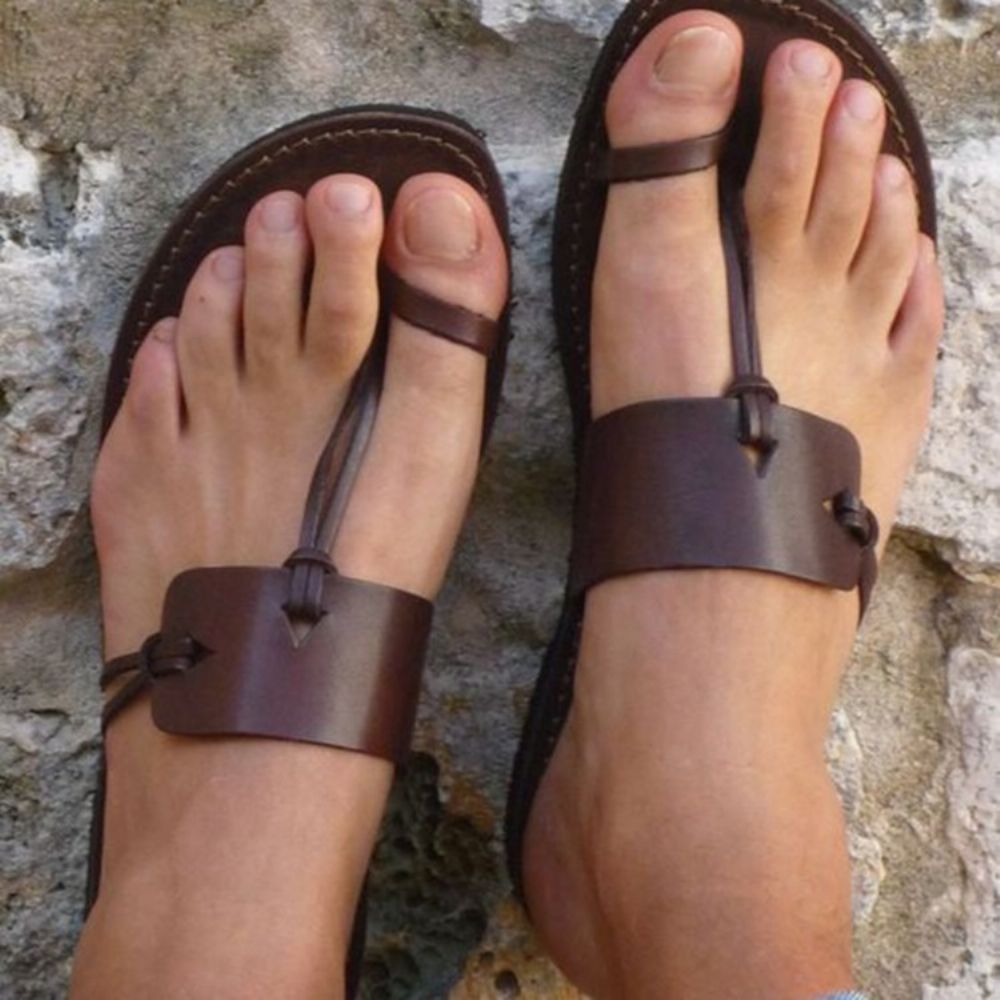 Unieke Platte Sandalen Met Koffieteenring