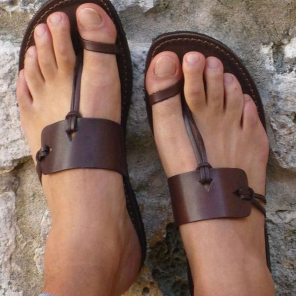 Unieke Platte Sandalen Met Koffieteenring