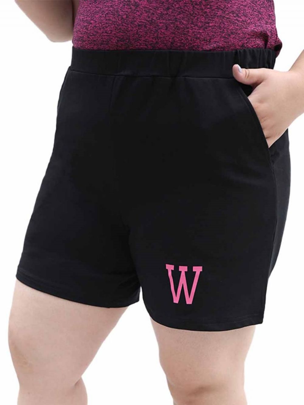 Dames Sportshorts Met Grote Maten En Letter-Hardloopyoga