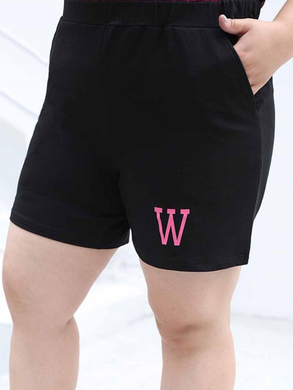 Dames Sportshorts Met Grote Maten En Letter-Hardloopyoga