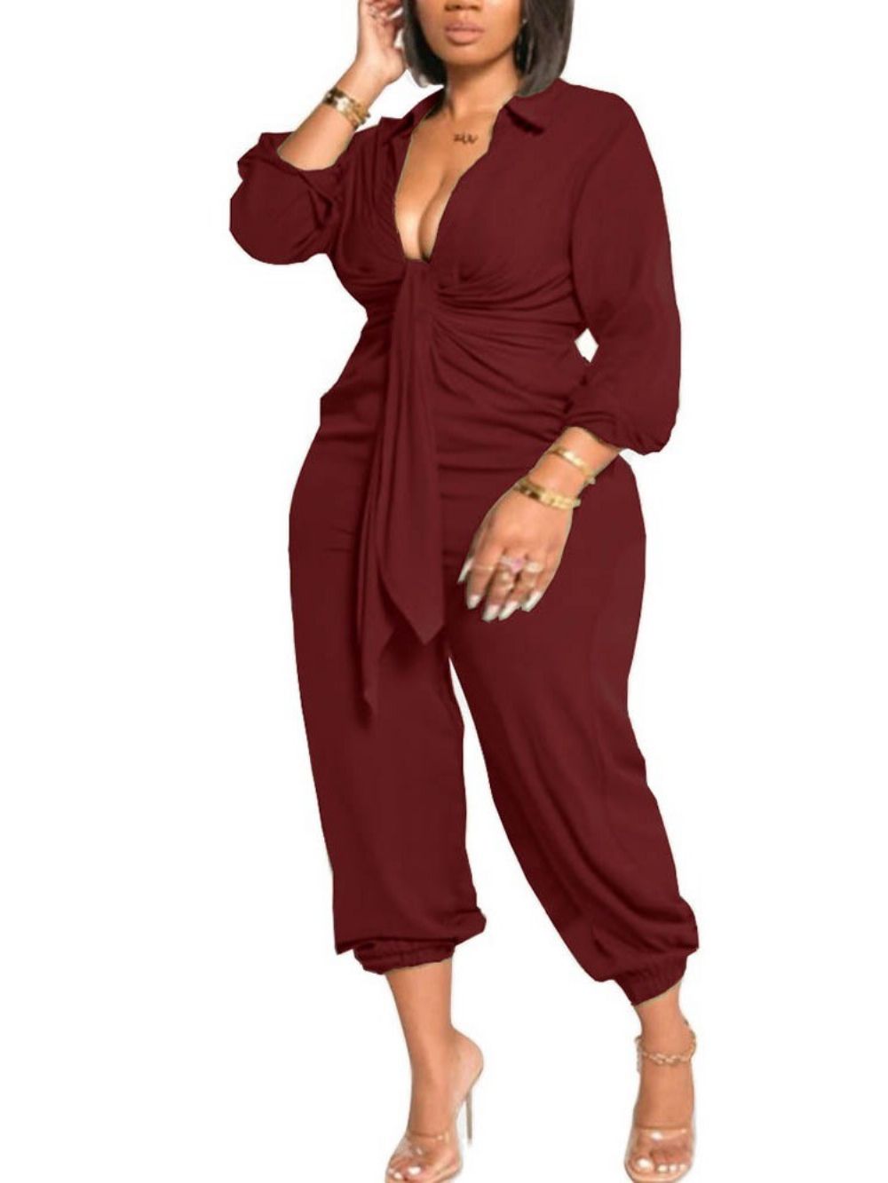 Effen Enkellange Kantoor Dame Potlood Broek Slanke Dames Jumpsuit