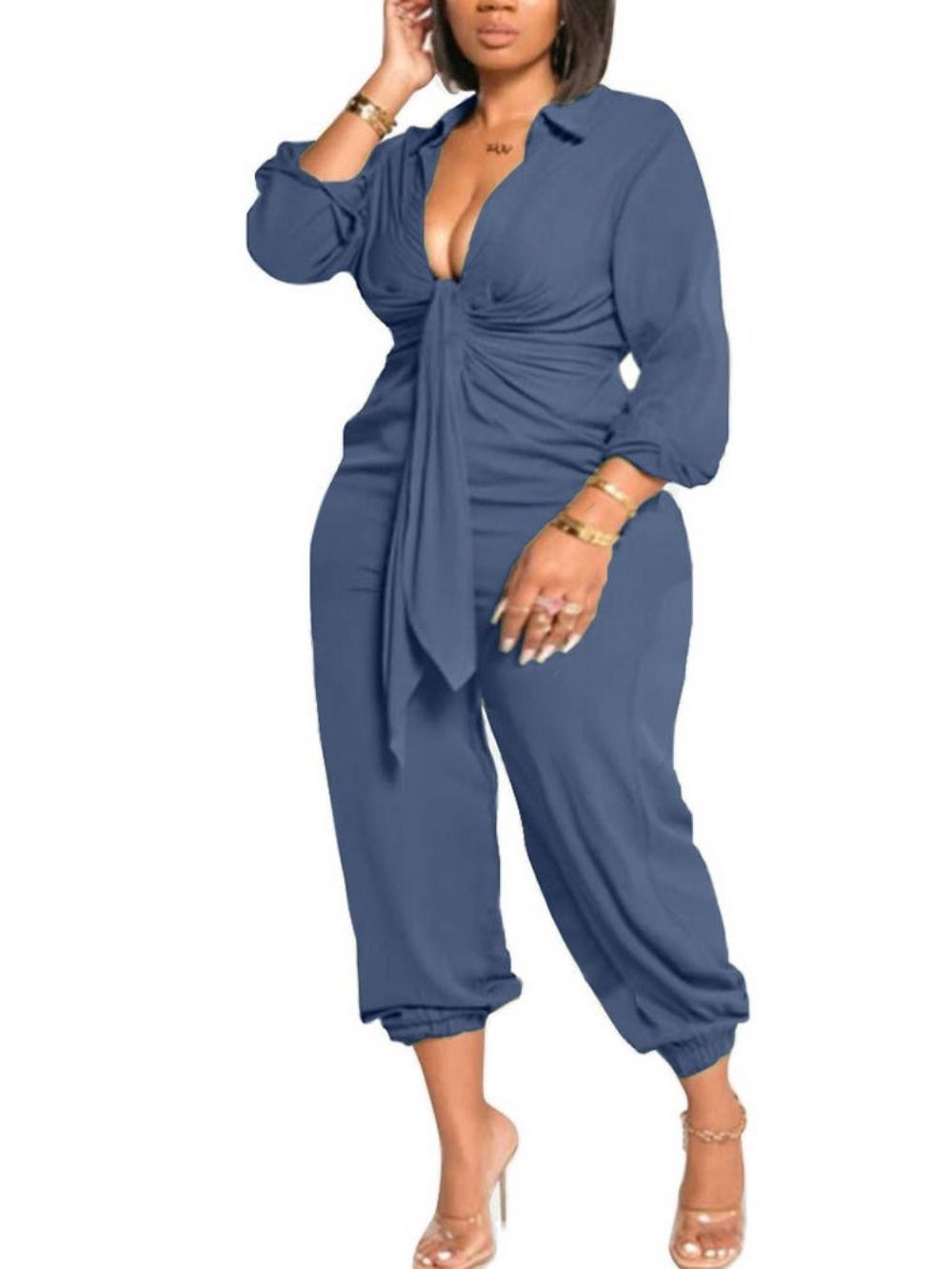 Effen Enkellange Kantoor Dame Potlood Broek Slanke Dames Jumpsuit