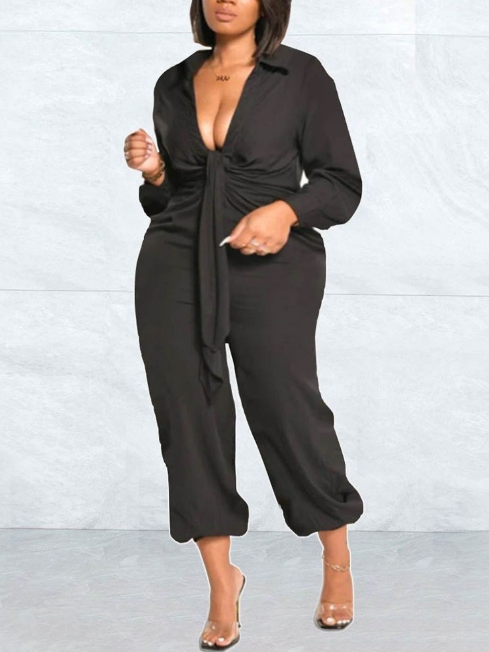 Effen Enkellange Kantoor Dame Potlood Broek Slanke Dames Jumpsuit