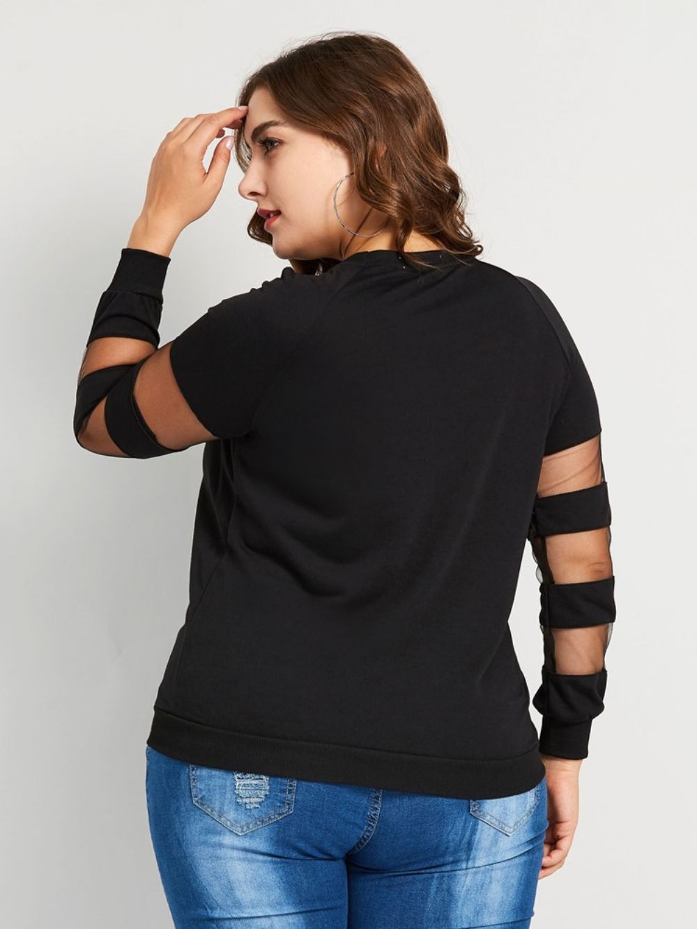 Patchwork Mesh Plus maat Casual T-Shirt