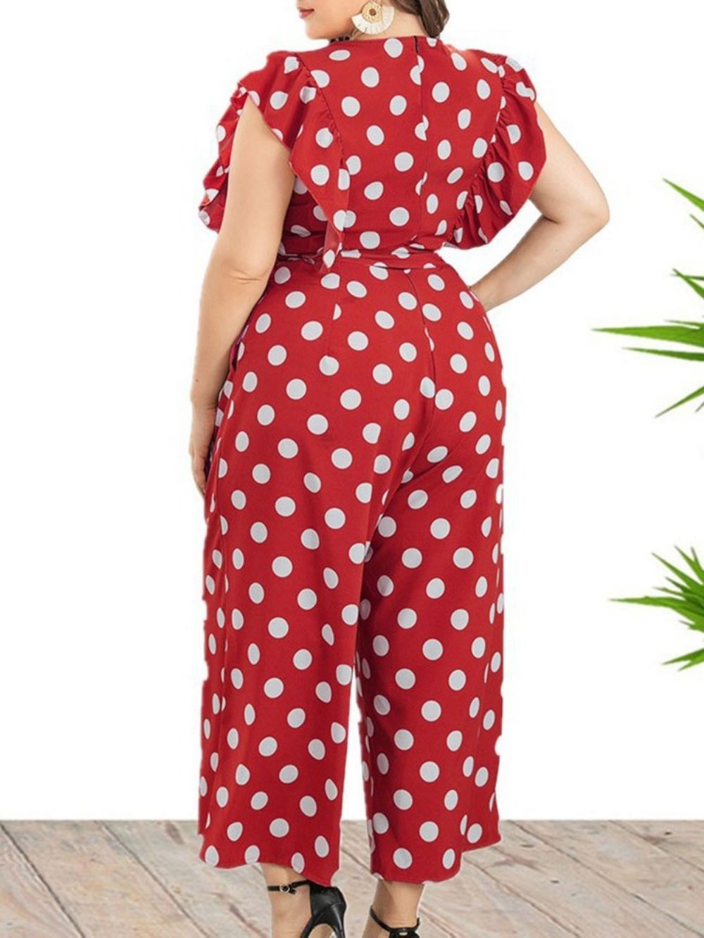 Polka Dots Enkellange Office Lady dames jumpsuit grote maat