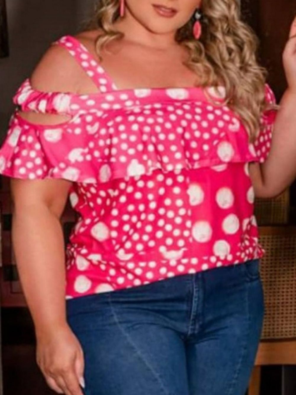 Polka Dots Short Sleeve Standard Summer Sweet Dames-T-Shirt