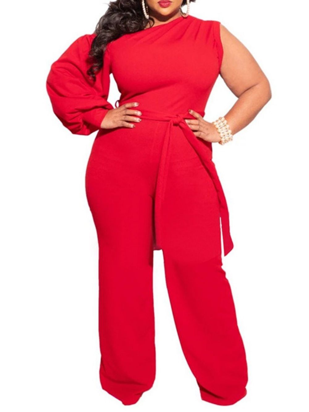 Slanke Rechte Jumpsuit Dames Met Vetersluiting Plus maat