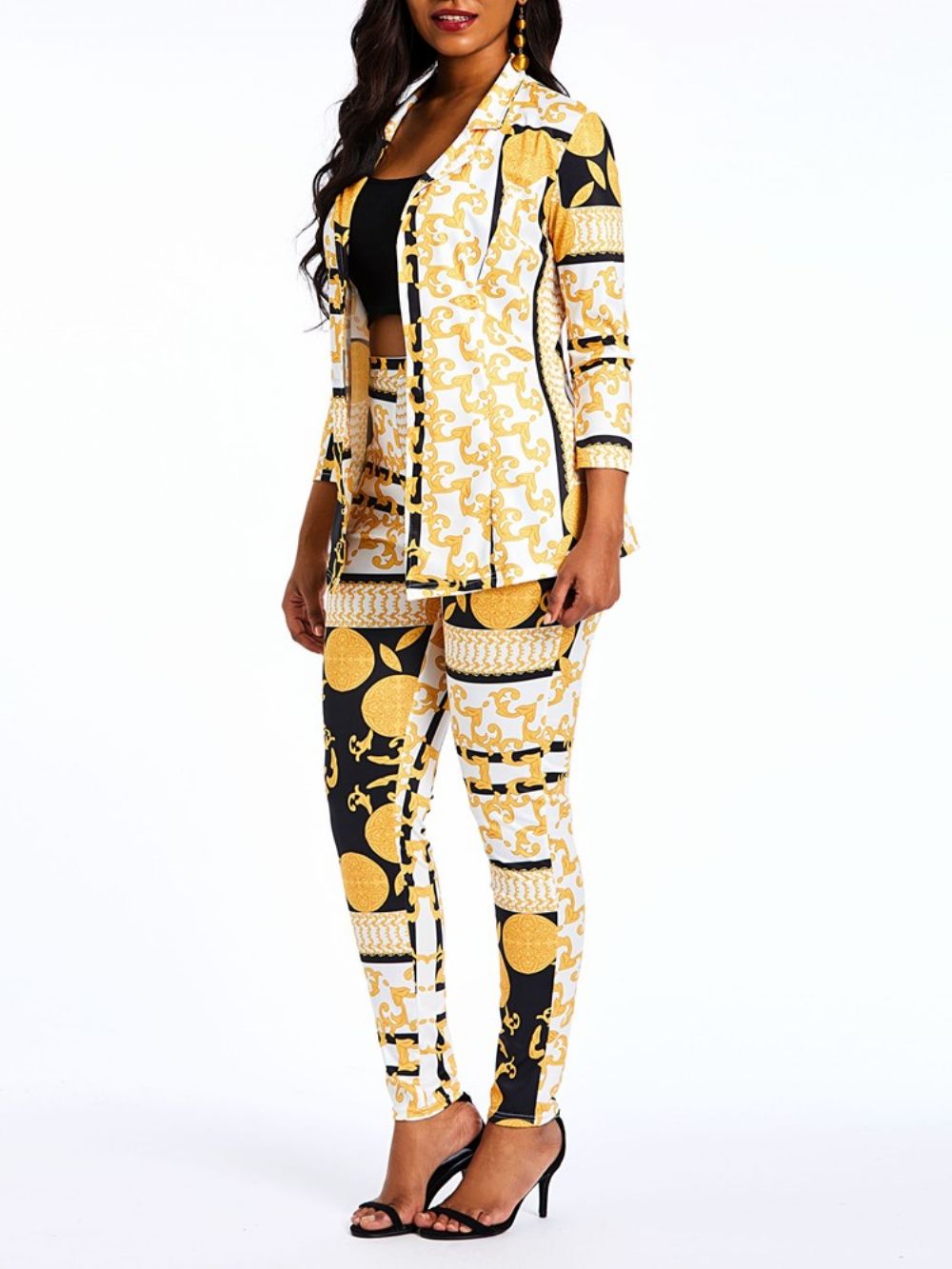 Afrikaanse Print Mode Geometrische Blazer En Potlood Broek Formele Pakken Dames