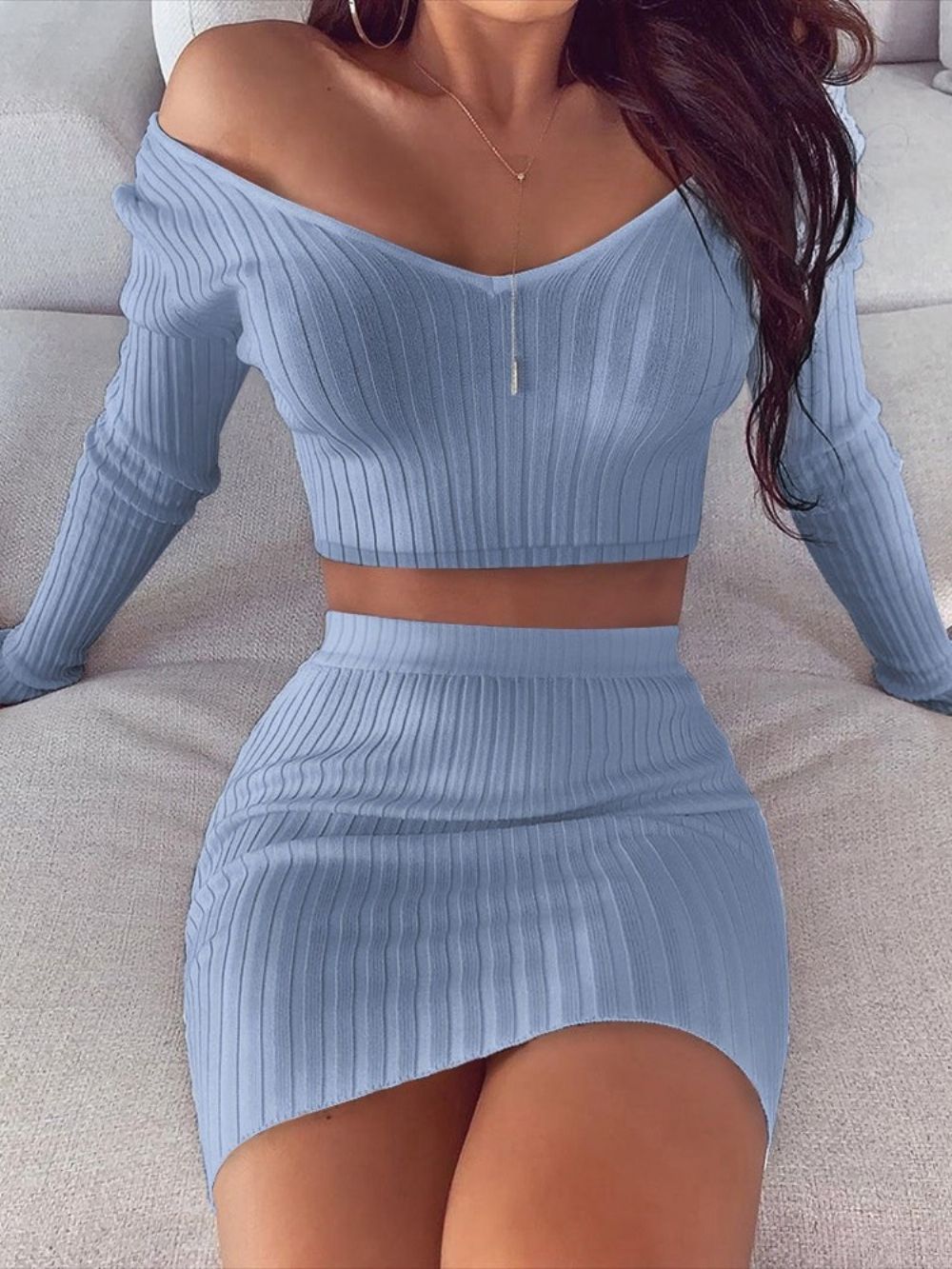 Effen Trui Sexy Pullover Bodycon Tweedelige Sets