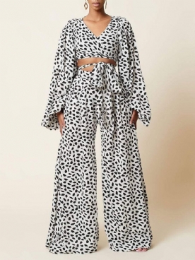 Leopard Westernbroek Met Wijde Pijpen Tweedelige Sets