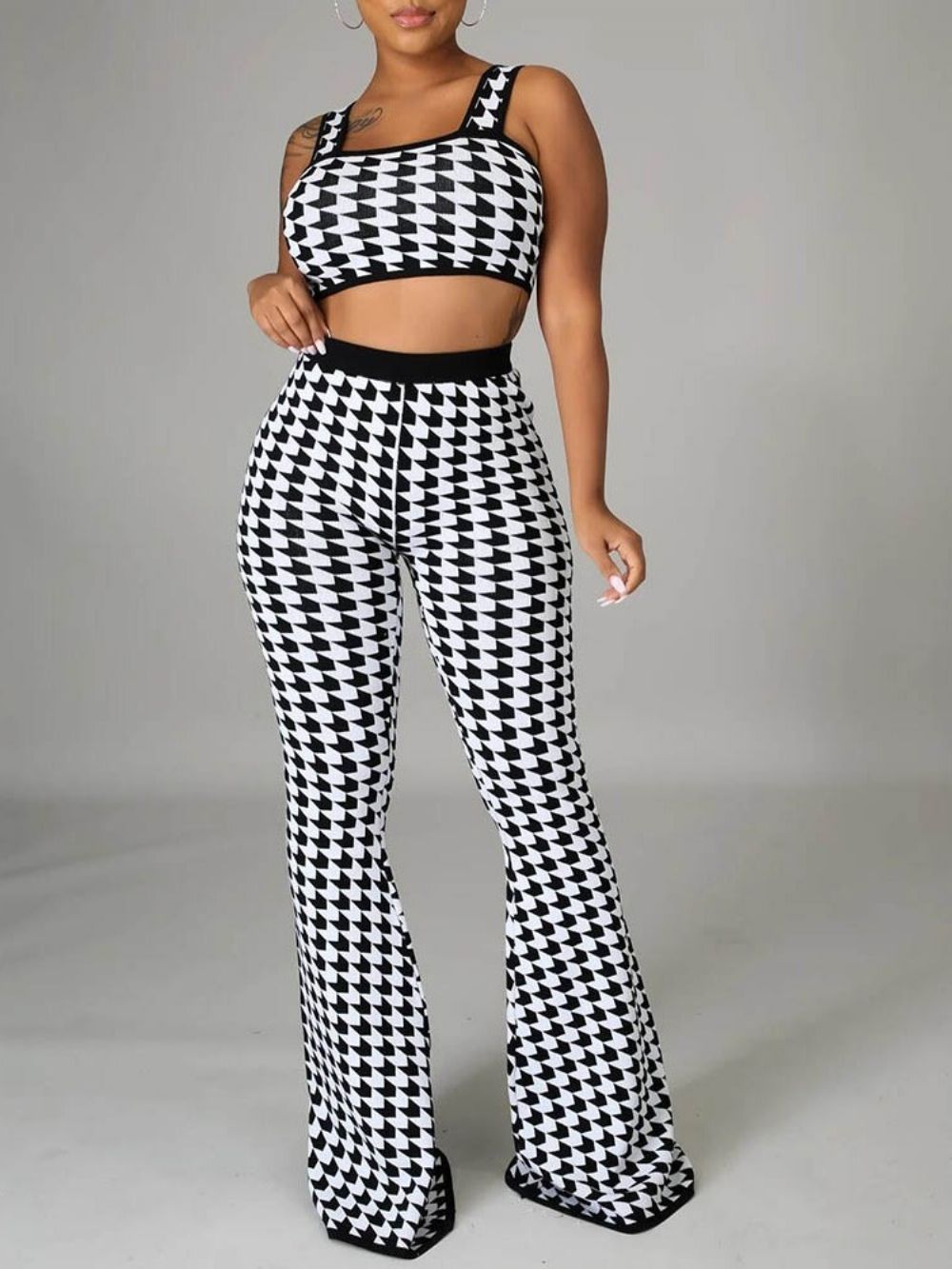 Sexy Broek Print Bellbottoms Rits Tweedelige Damessets