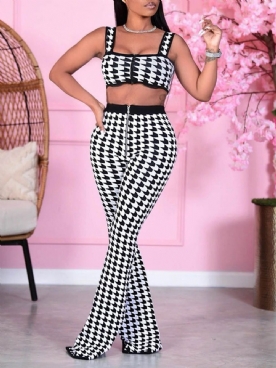 Sexy Broek Print Bellbottoms Rits Tweedelige Damessets