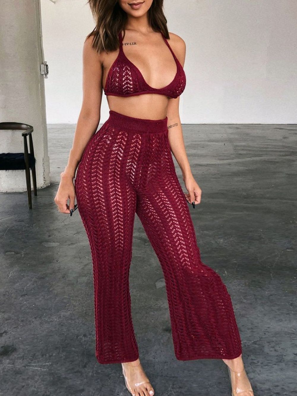 Sexy Effen Broek Bellbottoms Tweedelige Damessets