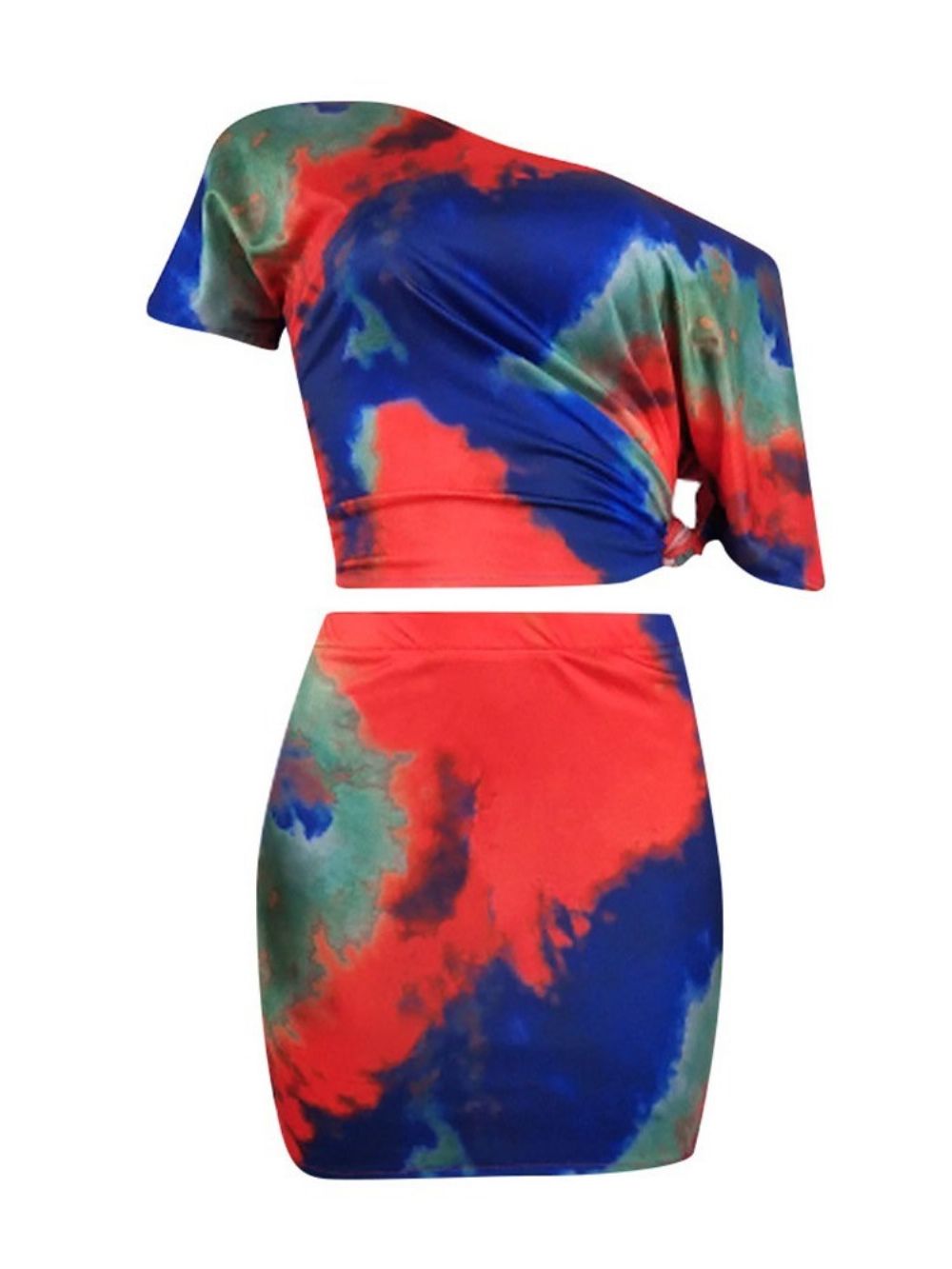 Sexy Tie-Dye Bodycon Damespak T-Shirt En Rok Tweedelige Sets